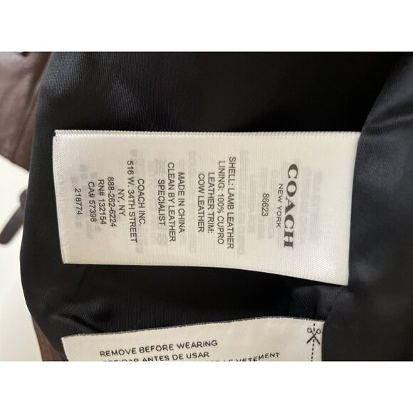 Coach Men's Washed Leather Stinger Moto Jacket Brown SIZE M MSRP $1500.00 - Picture 11 of 12